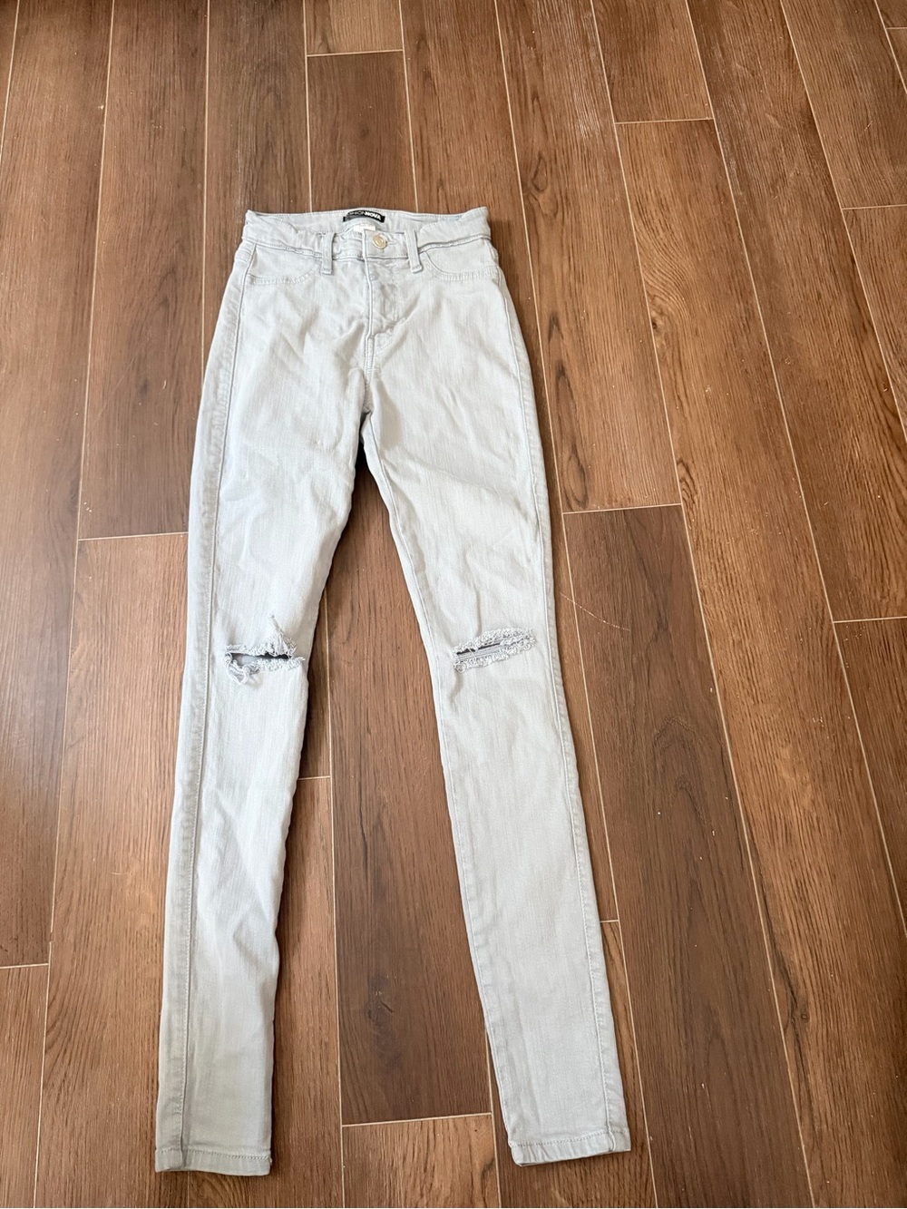 Fashion Nova Light Gray Distressed Skinny Jeans